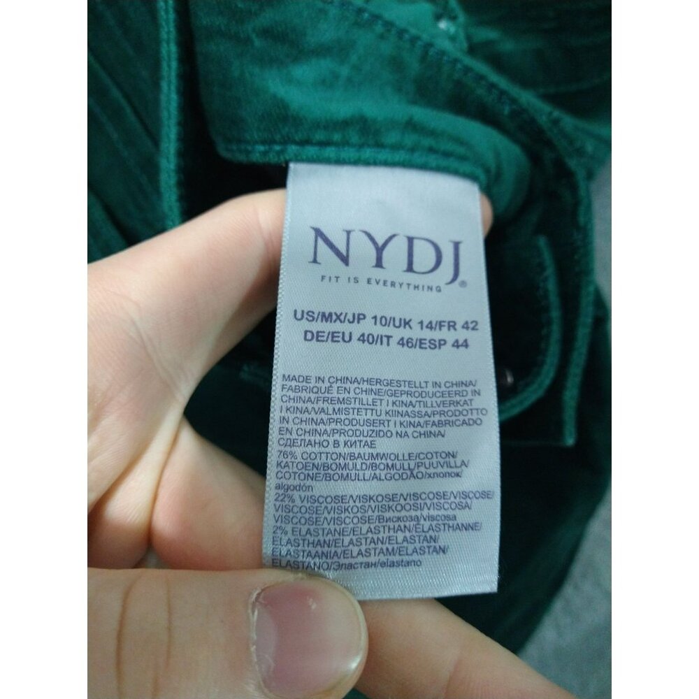 NYDJ Jeans Womens 10 Green Brushed Velvet Ami Skinny Lift Tuck Mid Rise Stretch - Picture 8 of 10
